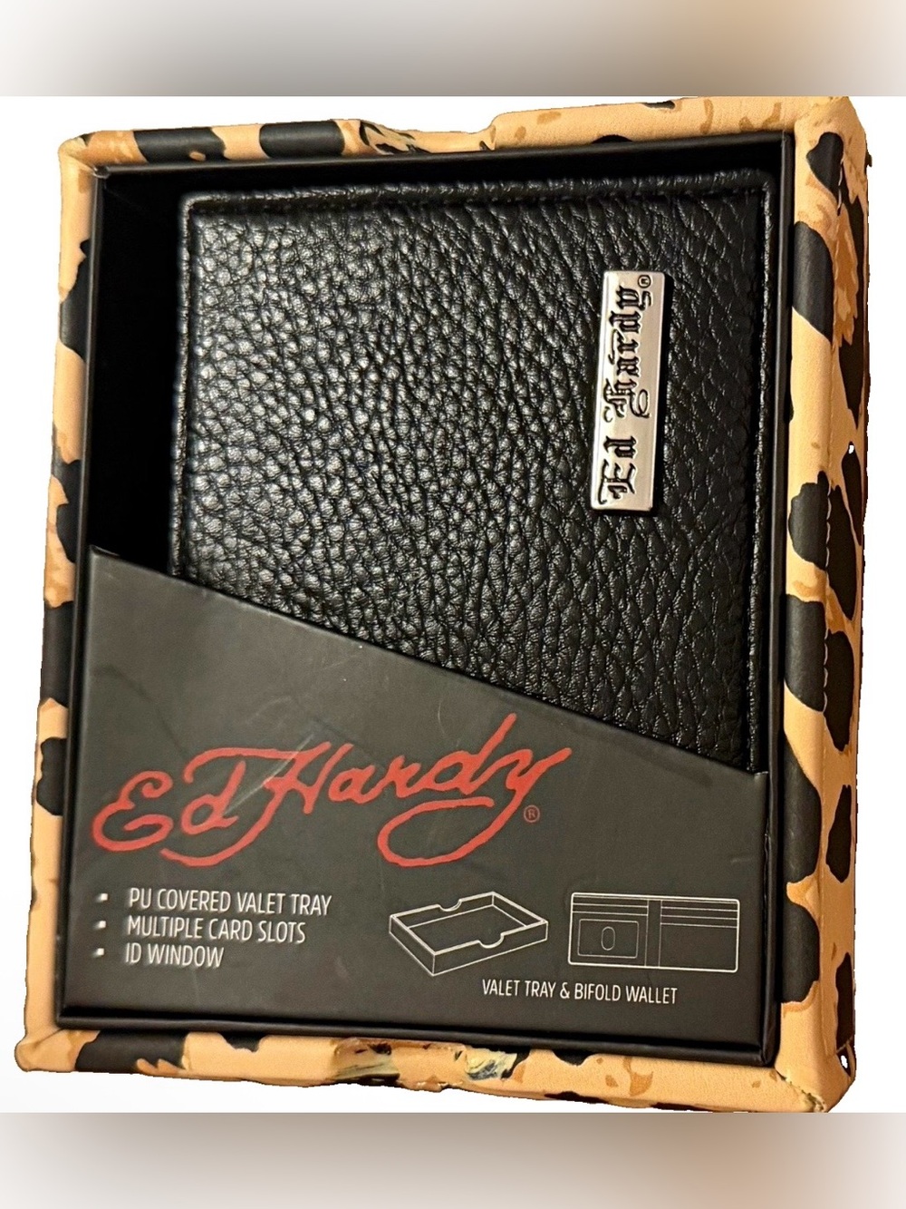 Ed Hardy Bi-fold Black Pebble Wallet NWT